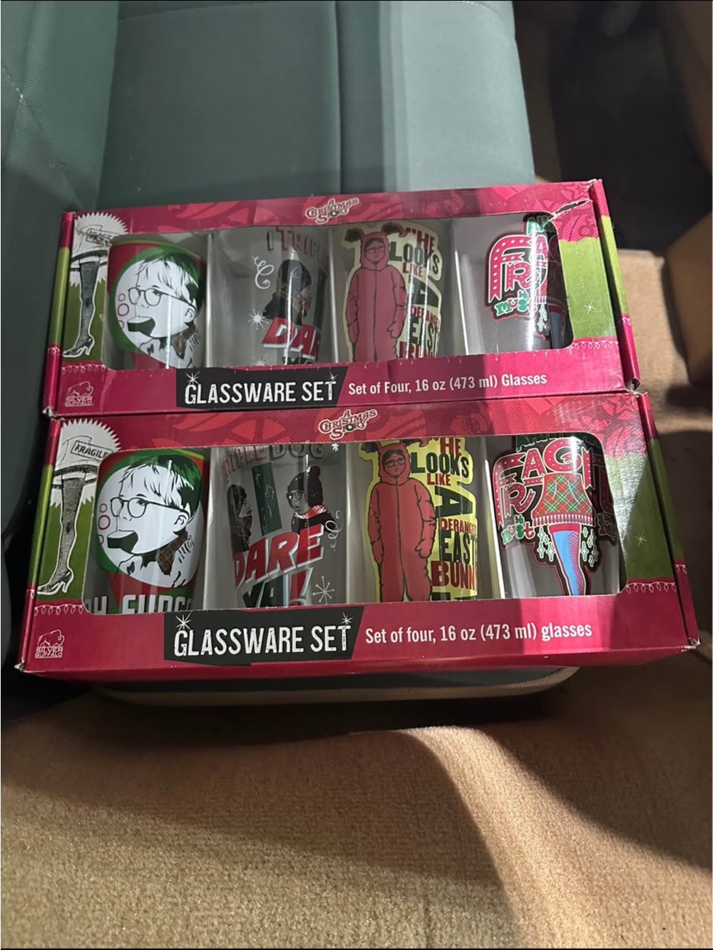 Christmas story Glassware Sets - Holiday Character Design (Red Accents)